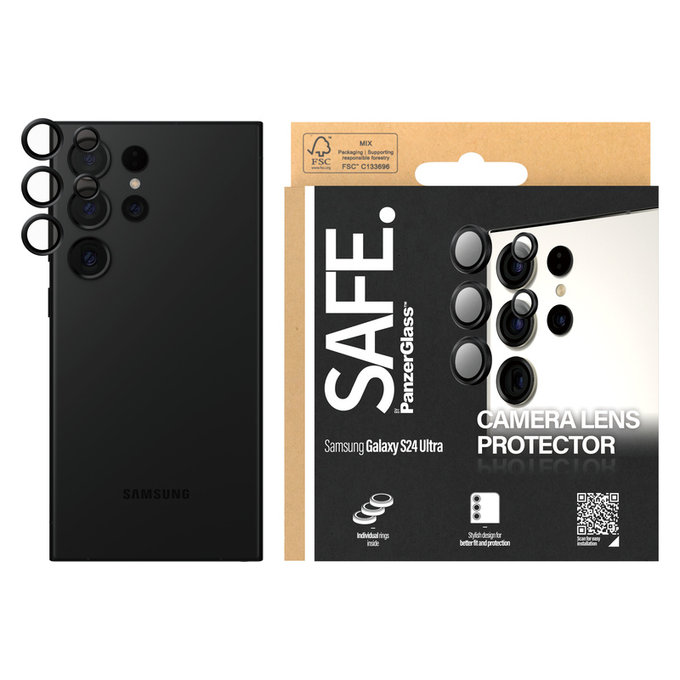 Προστατευτικό φακού κάμερας για Samsung Galaxy S24 Ultra, Μαύρο, SAFE by PanzerGlass