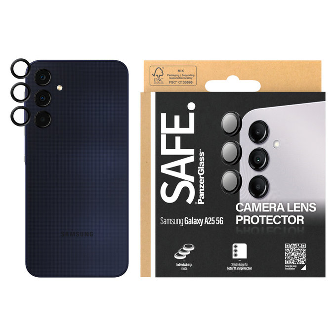 Προστατευτικό φακού κάμερας για Samsung Galaxy A25 5G, Μαύρο, SAFE by PanzerGlass