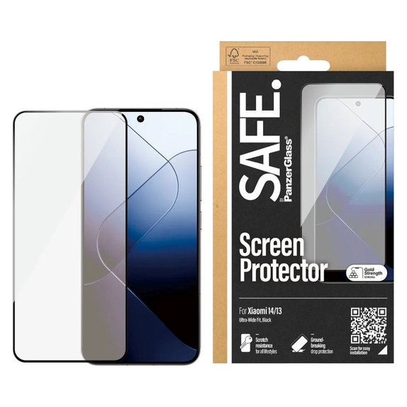 Σκληρυμένο γυαλί UWF για Xiaomi 14/13, Μαύρο, SAFE by PanzerGlass