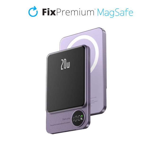 MagSafe PowerBank με LCD 5000mAh | μωβ | purple | FixPremium