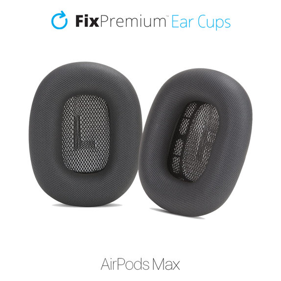 Ανταλλακτικά Μαξιλαράκια Δερματίνης για Apple AirPods Max, Διαστημικό Γκρι, Space Gray, FixPremium