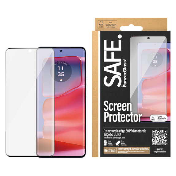 Σκληρυμένο γυαλί UWF για Motorola Edge 50 Pro, Μαύρο, SAFE by PanzerGlass