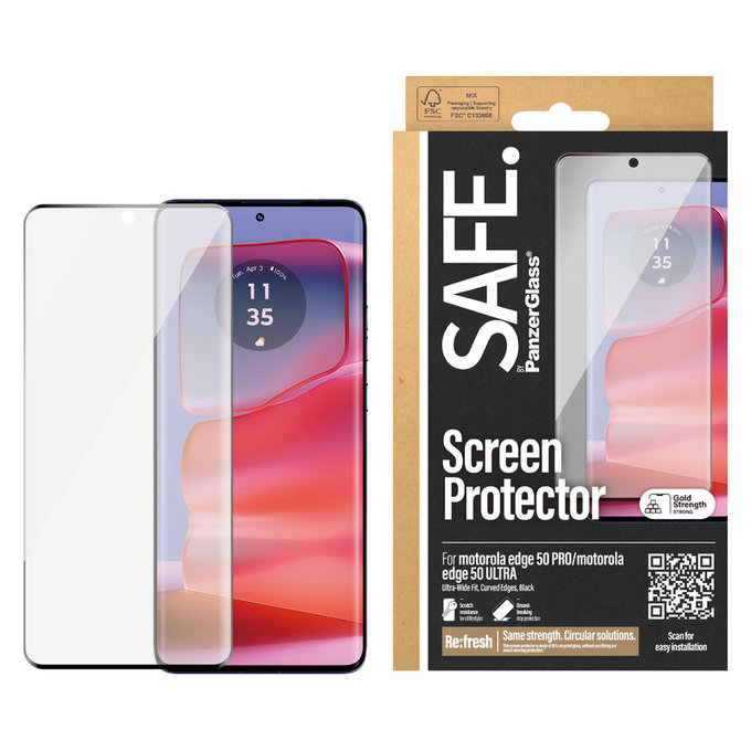 Σκληρυμένο γυαλί UWF για Motorola Edge 50 Pro, Μαύρο, SAFE by PanzerGlass