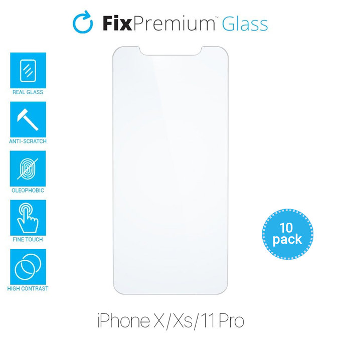 Προστατευτικό Γυαλί για iPhone X | XS & 11 Pro (10 Pack) | FixPremium