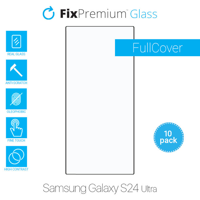 FullCover Glass - Προστατευτικό Γυαλί για Samsung S24 Ultra (10 Pack) | FixPremium