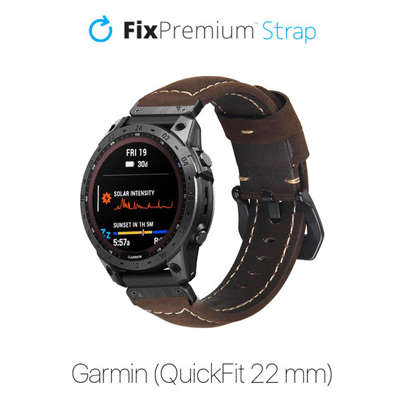 Δερμάτινο Λουράκι για Garmin (QuickFit 22mm) | brown | FixPremium