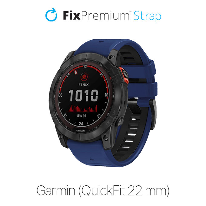 Δίχρωμο Λουράκι Σιλικόνης για Garmin (QuickFit 22mm) | Μπλε | Blue | FixPremium