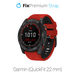 Δίχρωμο Λουράκι Σιλικόνης για Garmin (QuickFit 22mm) | Κόκκινο | Red | FixPremium
