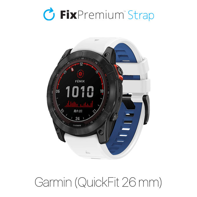 Δίχρωμο Λουράκι Σιλικόνης για Garmin (QuickFit 26mm) | Λευκό | White | FixPremium