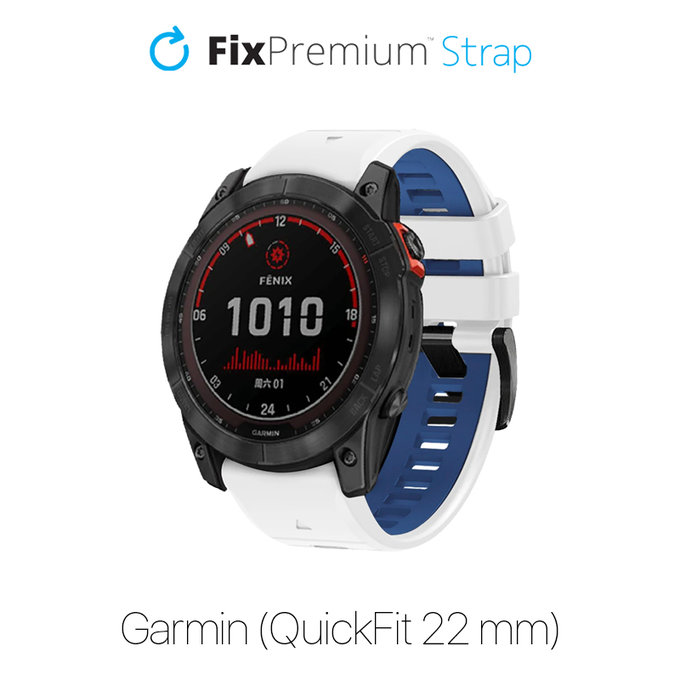 Δίχρωμο Λουράκι Σιλικόνης για Garmin (QuickFit 22mm) | Λευκό | White | FixPremium