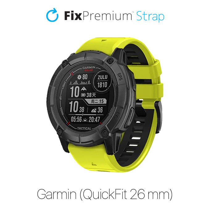 Δίχρωμο Λουράκι Σιλικόνης για Garmin (QuickFit 26mm) | Πράσινο | Green | FixPremium