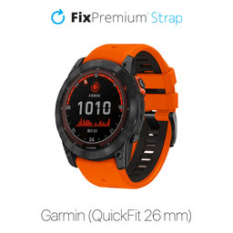 Δίχρωμο Λουράκι Σιλικόνης για Garmin (QuickFit 26mm) | Πορτοκάλι | Orange | FixPremium