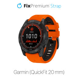 Δίχρωμο Λουράκι Σιλικόνης για Garmin (QuickFit 20mm) | Πορτοκάλι | Orange | FixPremium