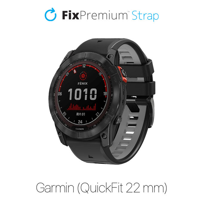 Δίχρωμο Λουράκι Σιλικόνης για Garmin (QuickFit 22mm) | Μαύρο | Black | FixPremium