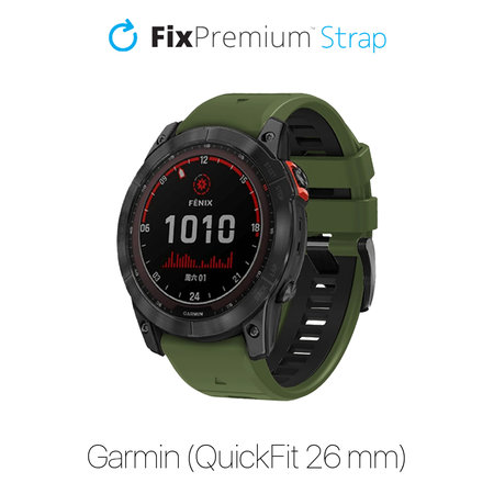 Δίχρωμο Λουράκι Σιλικόνης για Garmin (QuickFit 26mm) | dark green | FixPremium