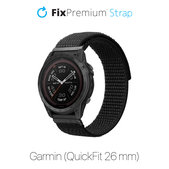 Λουράκι Νάιλον για Garmin (QuickFit 26mm) | Μαύρο | Black | FixPremium