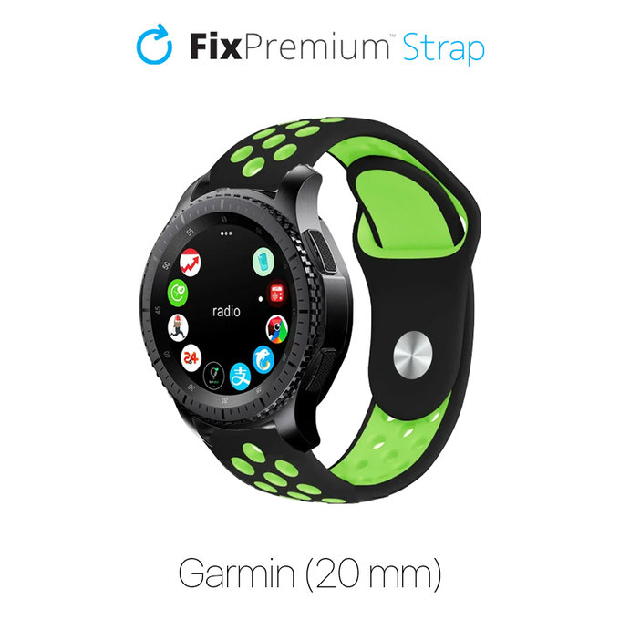 Λουράκι Σιλικόνης Sports για Garmin (20mm) | Μαύρο | Black | FixPremium