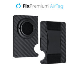 Πορτοφόλι AirTag Carbon με λουράκι | μαύρο | Black | FixPremium