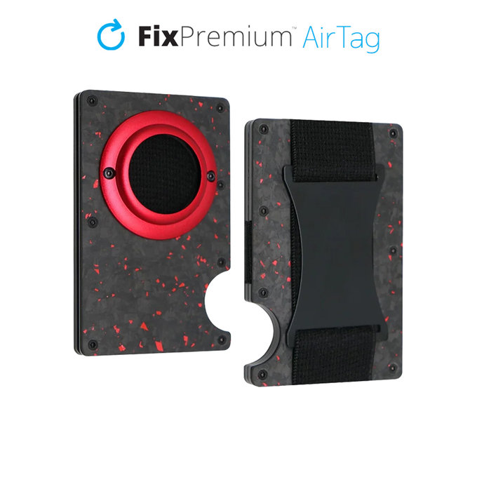 Πορτοφόλι AirTag Carbon με λουράκι | Red | FixPremium