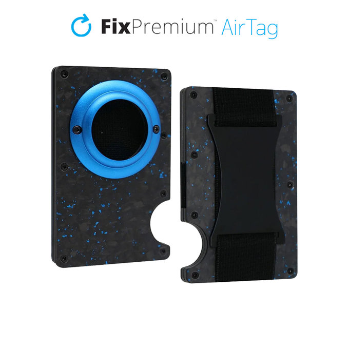 Πορτοφόλι AirTag Carbon με λουράκι | μπλε | Blue | FixPremium