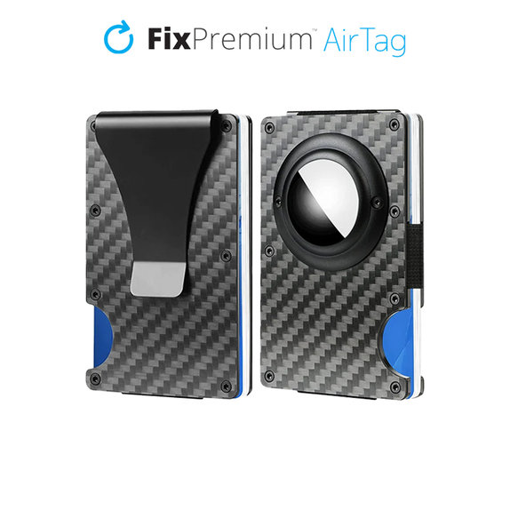 Πορτοφόλι Άνθρακα με Κλιπ για AirTag | μαύρο | Black | FixPremium