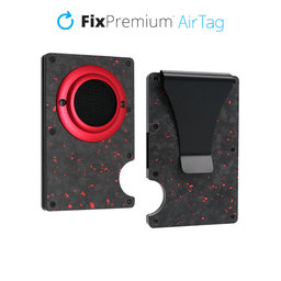 Πορτοφόλι Άνθρακα με Κλιπ για AirTag | Red | FixPremium