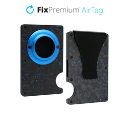 Πορτοφόλι Άνθρακα με Κλιπ για AirTag | μπλε | Blue | FixPremium