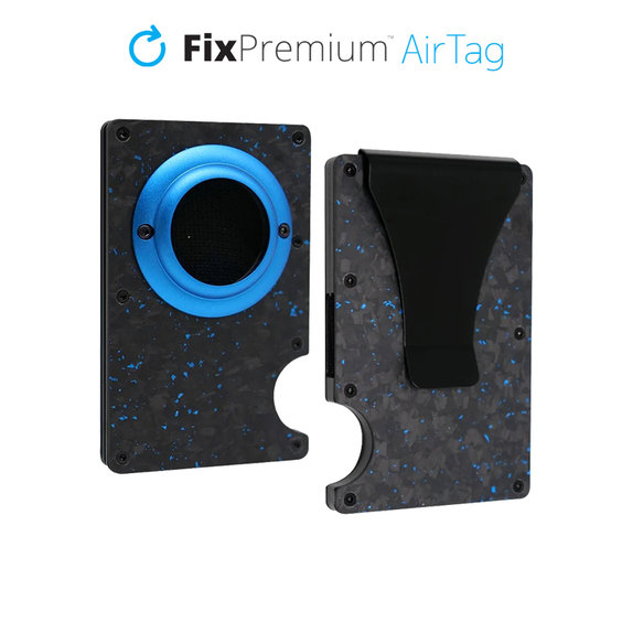 Πορτοφόλι Άνθρακα με Κλιπ για AirTag | μπλε | Blue | FixPremium