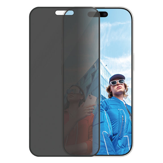 Προστατευτικό Γυαλί UWF Privacy με εφαρμοστή για iPhone 16 Pro | μαύρο | Black | PanzerGlass
