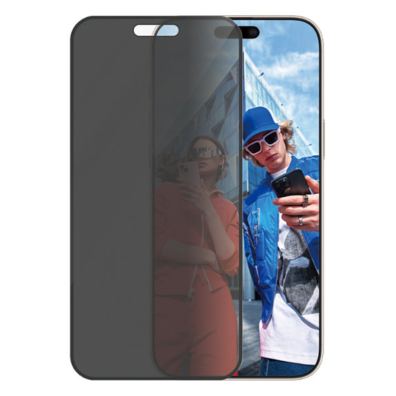 Προστατευτικό Γυαλί UWF Privacy με εφαρμοστή για iPhone 16 Pro Max | μαύρο | Black | PanzerGlass