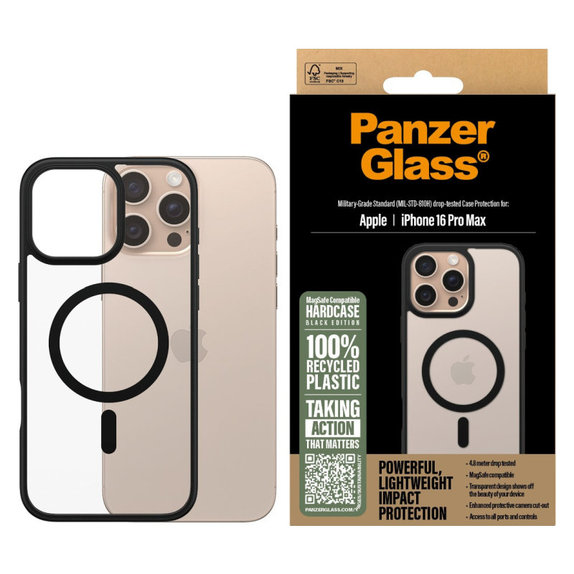Θήκη HardCase με MagSafe για iPhone 16 Pro Max, Μαύρο, PanzerGlass