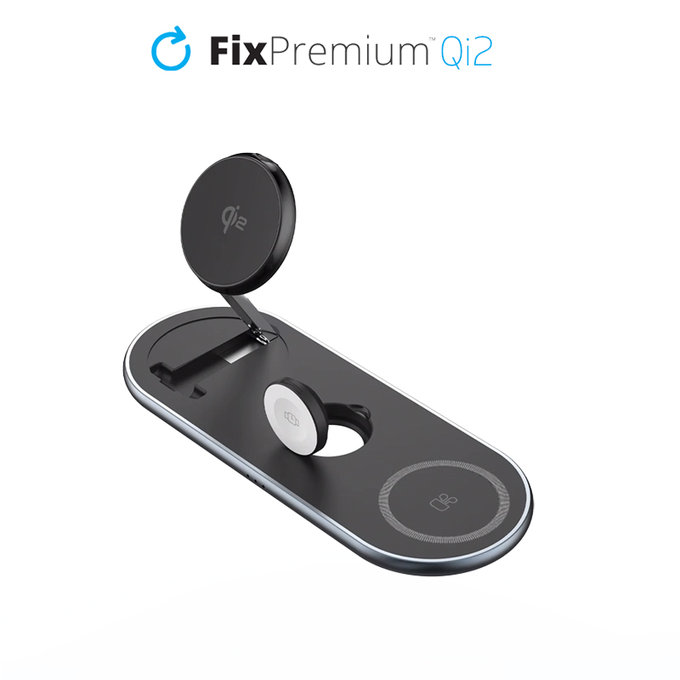 Βάση Φόρτισης με Qi2 για iPhone, Watch & AirPods | Μαύρο | Black | FixPremium