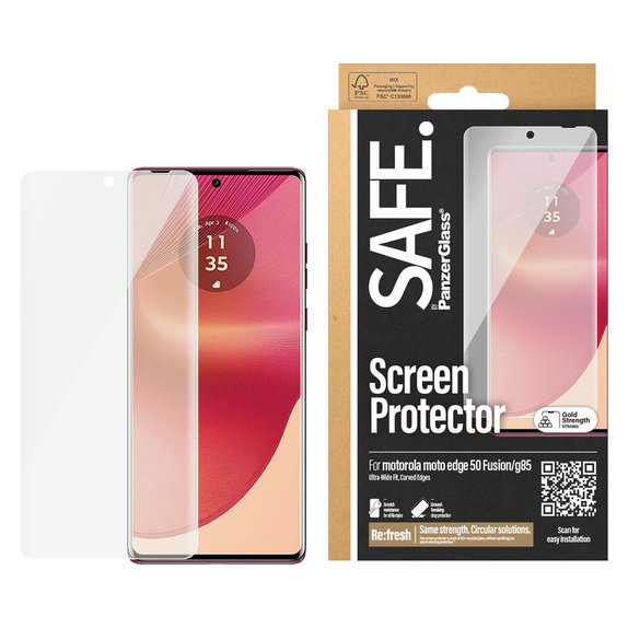 Σκληρυμένο γυαλί UWF για Motorola Moto G85 5G/Edge 50 Fusion, Μαύρο, SAFE by PanzerGlass