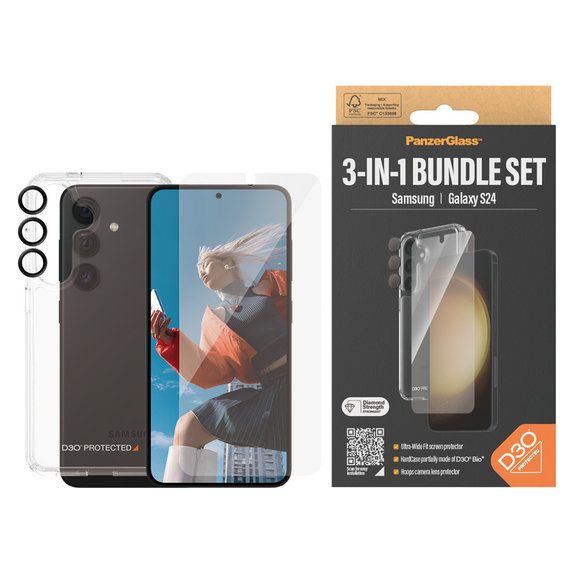 Bundle Hoops + Σκληρυμένο γυαλί UWF + Hard Case D3O για Samsung Galaxy S24, PanzerGlass
