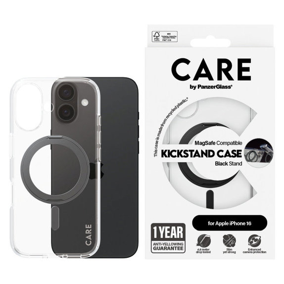 Θήκη Kickstand με MagSafe για iPhone 16, Μαύρο, CARE
