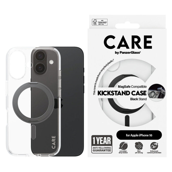 Θήκη Kickstand με MagSafe για iPhone 16, Μαύρο, CARE