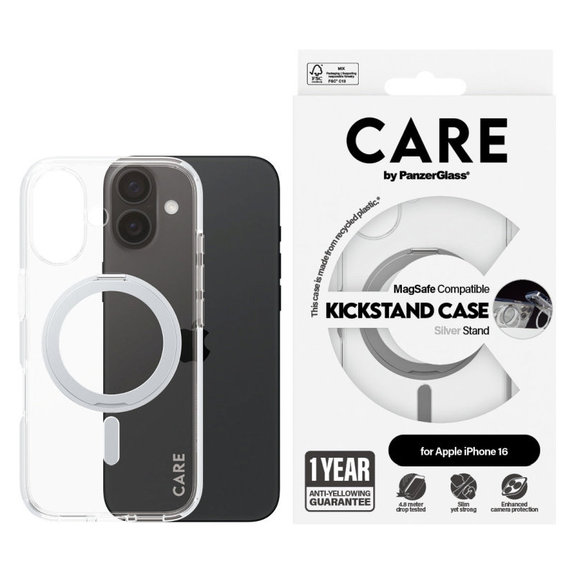 Θήκη Kickstand με MagSafe για iPhone 16, Ασημί, CARE