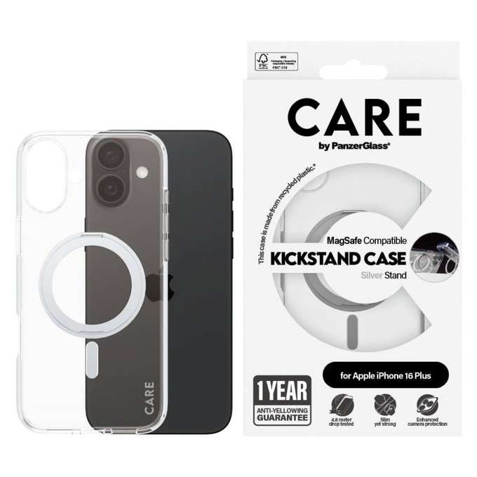 Θήκη Kickstand με MagSafe για iPhone 16 Plus, Ασημί, CARE