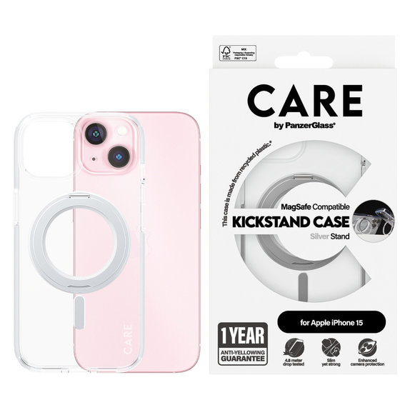 Θήκη Kickstand με MagSAFE by PanzerGlass για iPhone 15, Ασημί, PanzerGlass