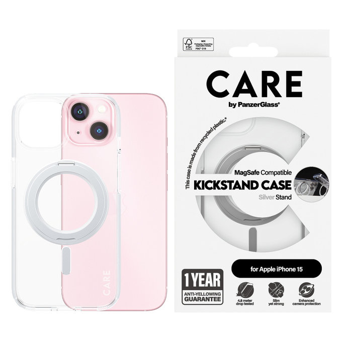 Θήκη Kickstand με MagSAFE by PanzerGlass για iPhone 15, Ασημί, PanzerGlass