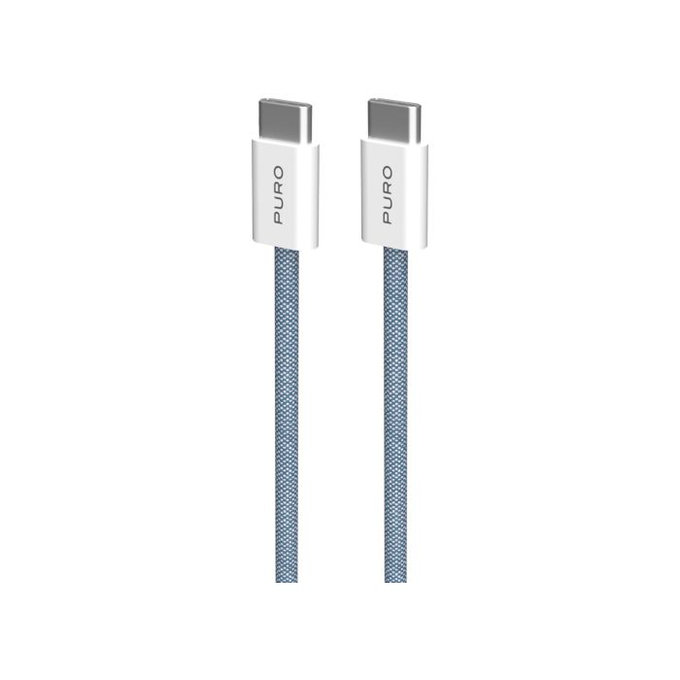 Καλώδιο USB-C / USB-C, 60W, Fabrik FABK4 (1.5m), Μπλε Λιμνοθάλασσα | Blue Lagon | PURO
