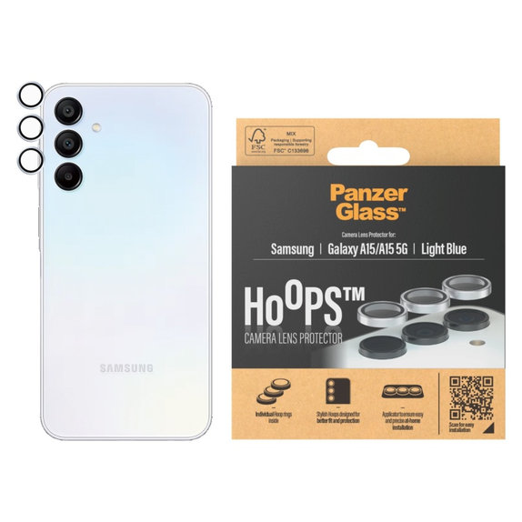 Προστατευτικό φακού κάμερας Hoops για Samsung A15/A15 5G, Ανοιχτό μπλε, PanzerGlass