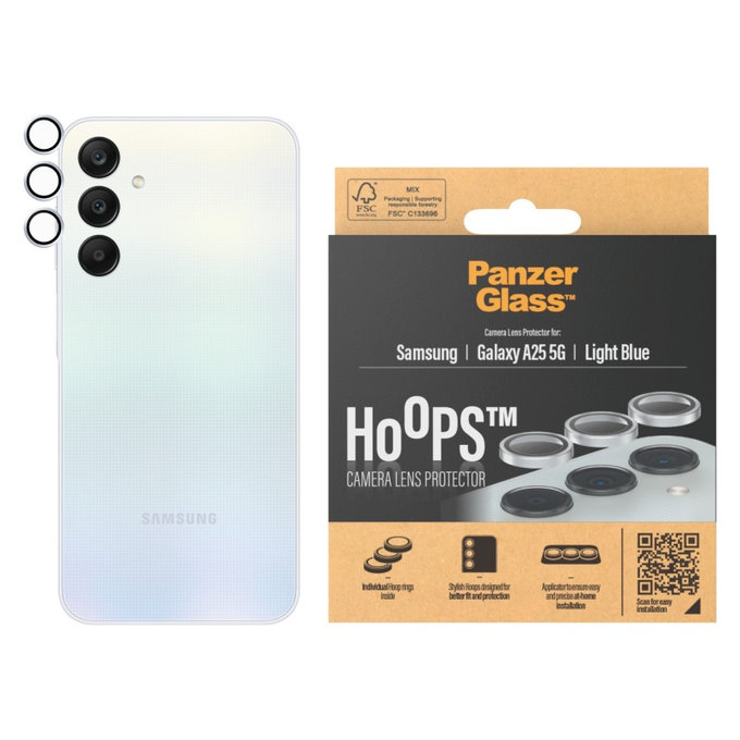 Προστατευτικό φακού κάμερας Hoops για Samsung A25 5G, Ανοιχτό μπλε, PanzerGlass