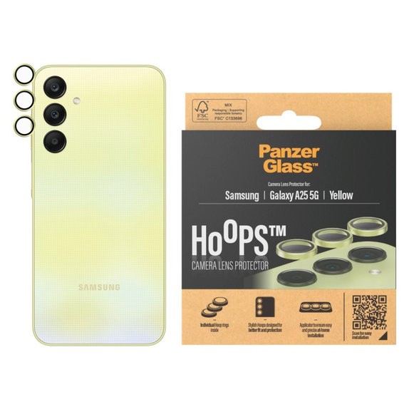 Προστατευτικό φακού κάμερας Hoops για Samsung A25 5G, Κίτρινο, PanzerGlass