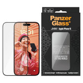 Προστατευτικό γυαλί UWF Ceramic με εφαρμογέα για iPhone 15, Μαύρο, PanzerGlass