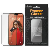 Προστατευτικό γυαλί UWF Ceramic με εφαρμογέα για iPhone 15 Pro, Μαύρο, PanzerGlass