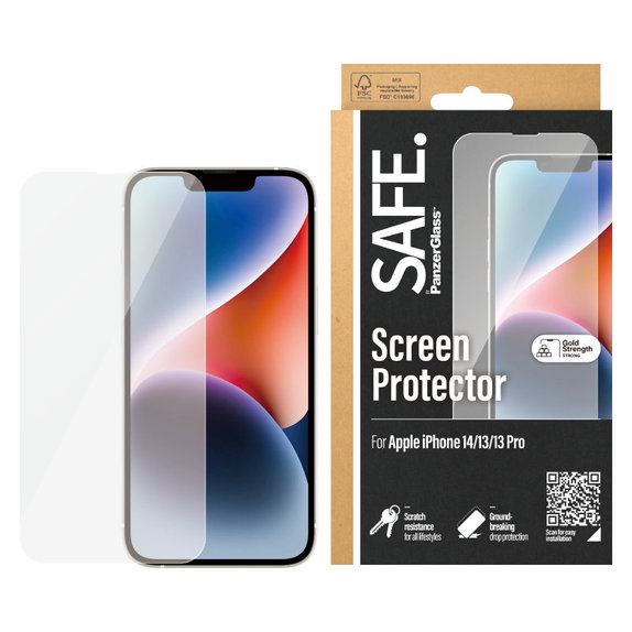 Προστατευτικό γυαλί Case Friendly για iPhone 16e/14/13 Pro/13, Μαύρο, SAFE