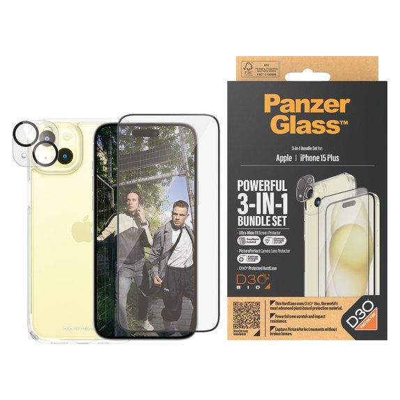 Bundle PicturePerfect + Σκληρυμένο γυαλί UWF + Hard Case D3O για iPhone 15 Plus, PanzerGlass