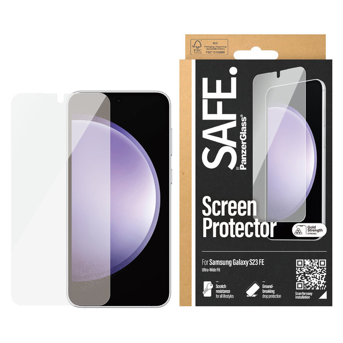 Σκληρυμένο γυαλί UWF για Samsung Galaxy S23 FE, Μαύρο, SAFE by PanzerGlass
