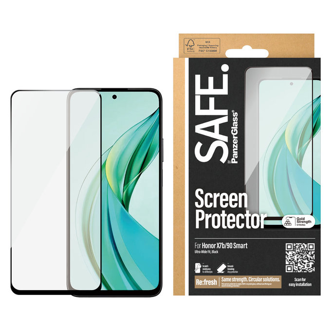 Σκληρυμένο γυαλί UWF για Honor 90 Smart, Čierne, SAFE by PanzerGlass